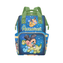 Load image into Gallery viewer, Green Dinosaur Personalized Multi-Function Diaper Bag/Backpack