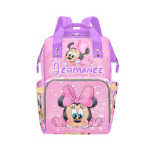 Load image into Gallery viewer, Pink And Purple Personalized Multi-Function Diaper Bag/Backpack