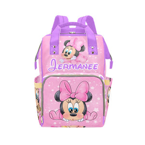 Pink And Purple Personalized Multi-Function Diaper Bag/Backpack