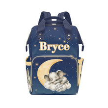 Load image into Gallery viewer, I Love You To The Moon And Back Elephant Personalized Multi-Function Diaper Bag/Backpack