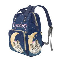 Load image into Gallery viewer, I Love You To The Moon And Back Elephant  Personalized Multi-Function Diaper Bag/Backpack