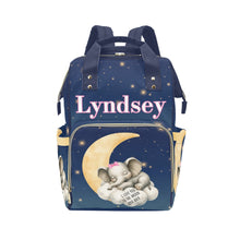 Load image into Gallery viewer, I Love You To The Moon And Back Elephant  Personalized Multi-Function Diaper Bag/Backpack