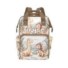 Load image into Gallery viewer, Dinosaur Personalized Multi-Function Diaper Bag/Backpack