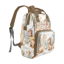 Load image into Gallery viewer, Dinosaur Personalized Multi-Function Diaper Bag/Backpack