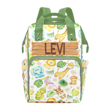 Load image into Gallery viewer, Baby Safari Animals Personalized Multi-Function Diaper Bag/Backpack