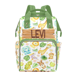 Baby Safari Animals Personalized Multi-Function Diaper Bag/Backpack