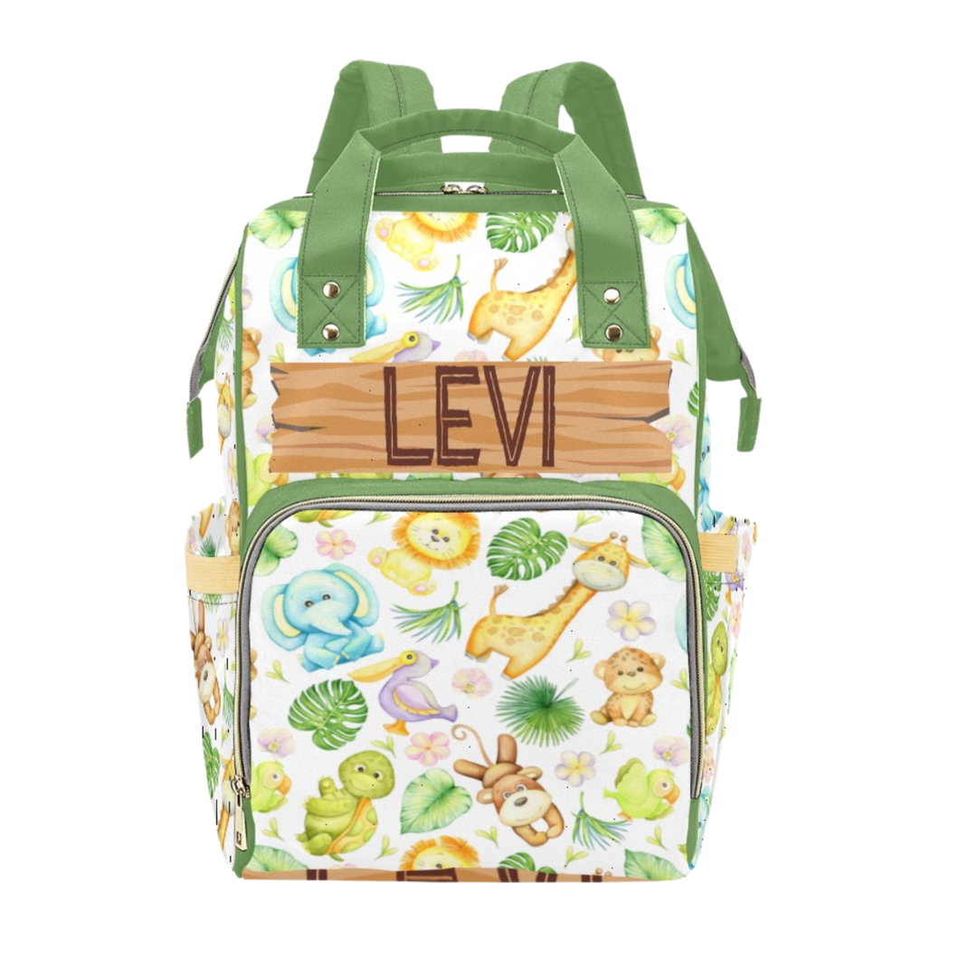 Baby Safari Animals Personalized Multi-Function Diaper Bag/Backpack