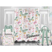Load image into Gallery viewer, Little Butterfly Dreams Personalized Multi-Function Diaper Bag