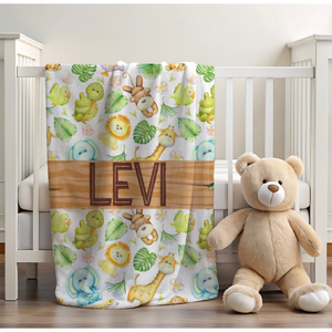 Baby Safari Animals Minky Blanket