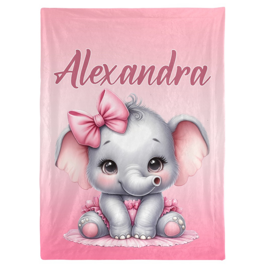 Pink Elephant Minky Blanket