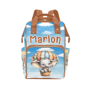 Up, Up and Away! Elephant Hot Air Balloon Personalized Multi-Function Diaper Bag/Backpack