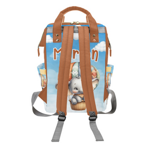 Up, Up and Away! Elephant Hot Air Balloon Personalized Multi-Function Diaper Bag/Backpack