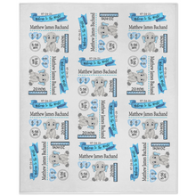 Load image into Gallery viewer, Personalized Blue Elephant Birth Stat Minky Blankets
