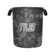 Load image into Gallery viewer, Black Camouflage Personalized Laundry Hamper