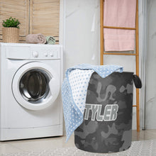 Load image into Gallery viewer, Black Camouflage Personalized Laundry Hamper