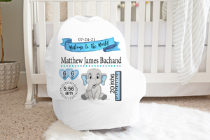 Personalized Birth Stat Blue Elephant Car Seat Covers