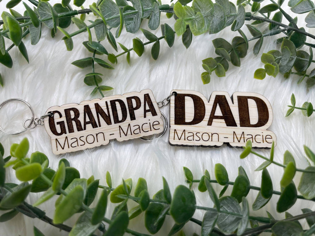 Personalized Dad Keychains with Kid's Names