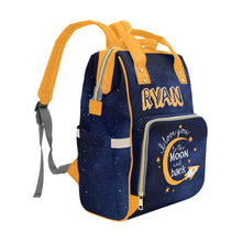 Load image into Gallery viewer, I Love You To The Moon And Back  Navy  Personalized Multi-Function Diaper Bag