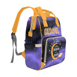 I Love You To The Moon And Back Purple Personalized Multi-Function Diaper Bag