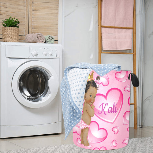 Pretty Pink Princess Hearts Personalized Laundry Hamper