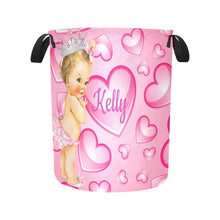 Load image into Gallery viewer, Pretty Pink Princess Hearts Personalized Laundry Hamper