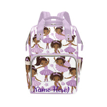 Load image into Gallery viewer, Purple Ballerina Personalized Multi-Function Diaper Bag