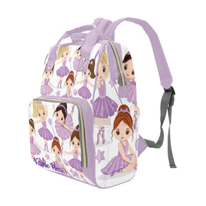 Personalized Baby Girl Purple Ballerina  Multi-Function Diaper Bag