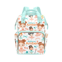 Load image into Gallery viewer, Teal Ballerina Personalized Multi-Function Diaper Bag