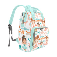 Load image into Gallery viewer, Teal Ballerina Personalized Multi-Function Diaper Bag