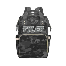 Load image into Gallery viewer, Black Camouflage Personalized Multi-Function Diaper Bag