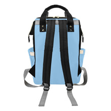 Load image into Gallery viewer, Personalized Blue Elephant Birth Stat Multi-Function Diaper Bag
