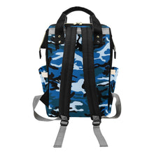 Load image into Gallery viewer, Blue Camouflage Personalized Multi-Function Diaper Bag