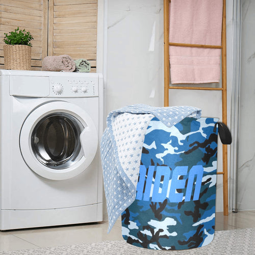 Blue Camouflage Personalized Laundry Hamper