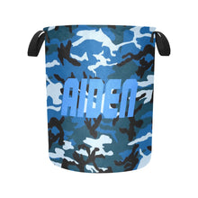 Load image into Gallery viewer, Blue Camouflage Personalized Laundry Hamper