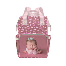 Load image into Gallery viewer, Pink Butterfly Personalized Multi-Function Diaper Bag