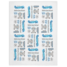 Load image into Gallery viewer, Personalized Blue Elephant Birth Stat Minky Blankets