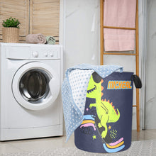 Load image into Gallery viewer, Dinosaur Skateboarding Personalized Laundry Hamper