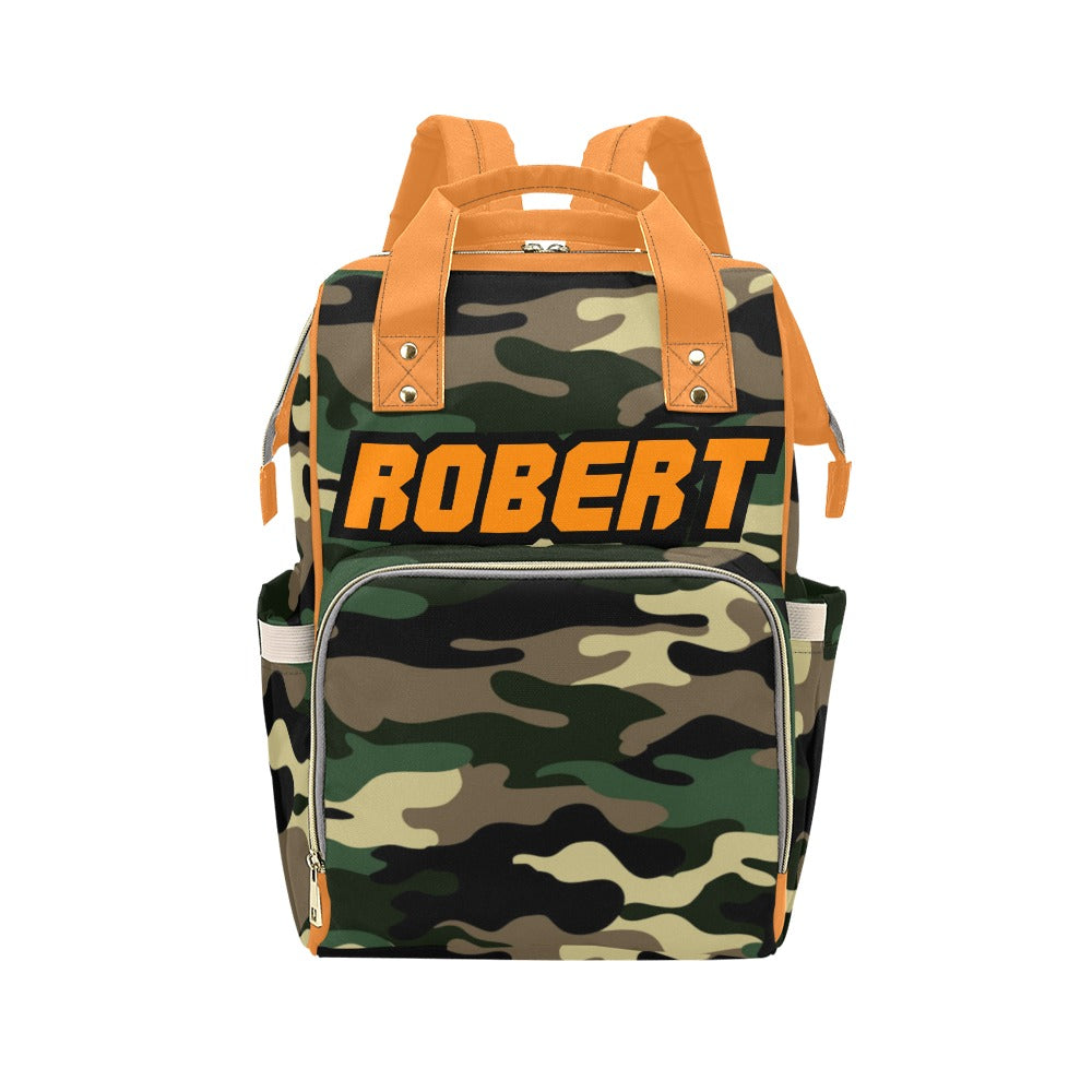 Green Camouflage Personalized  Multi-Function Diaper Bag