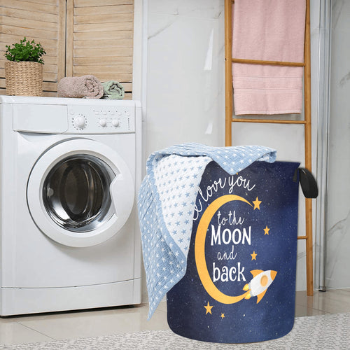 I Love You To The Moon & Back Personalized Laundry Hamper-Navy