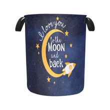 Load image into Gallery viewer, I Love You To The Moon &amp; Back Personalized Laundry Hamper-Navy