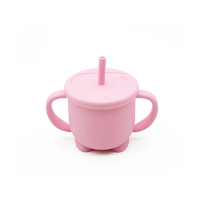 Silicone Baby Training Sippy Cup With Straw-Pink