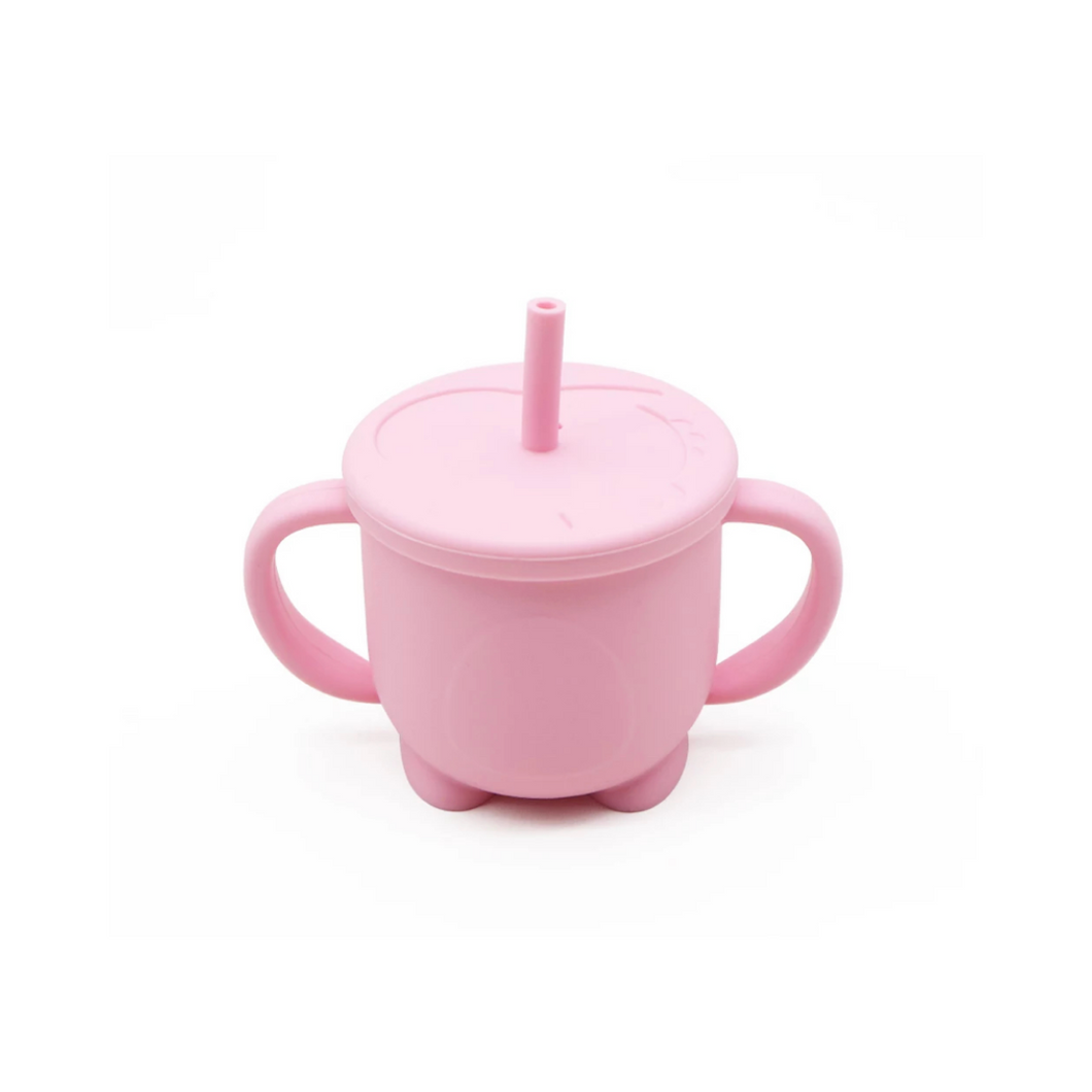 Silicone Baby Training Sippy Cup With Straw-Pink