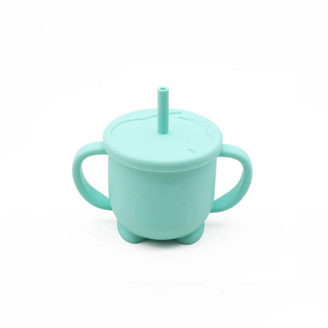 Silicone Baby Training Sippy Cup With Straw-Mint