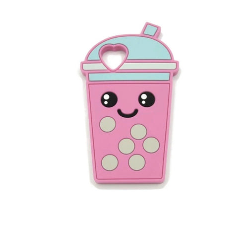Pink Bubble Tea Silicone Baby Teether
