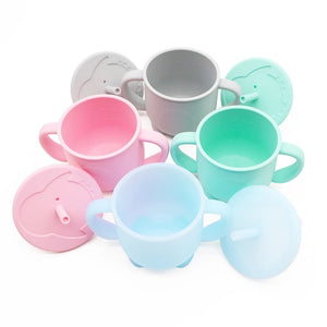 Silicone Baby Training Sippy Cup With Straw-Mint