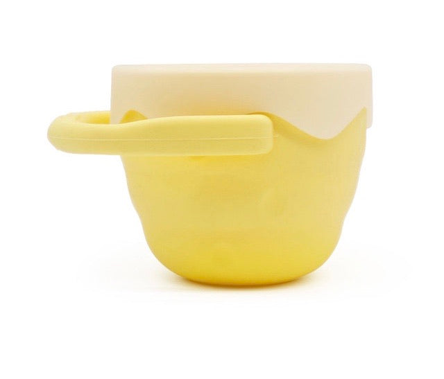 Collapsible Silicone Baby & Toddler Snack Cup With Lid-Yellow