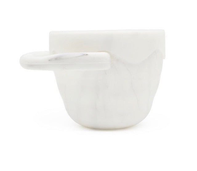 Collapsible Silicone Baby & Toddler Snack Cup With Lid-White Marble