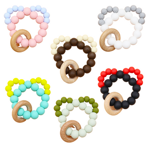 Mouse Silicone Teether with Beechwood Ring