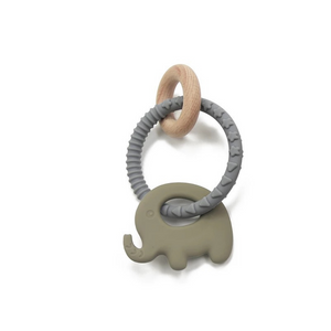 Elephant Silicone Teether With Beechwood Ring