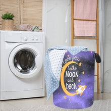 Load image into Gallery viewer, I Love You To The Moon &amp; Back Personalized Laundry Hamper-Purple/Black